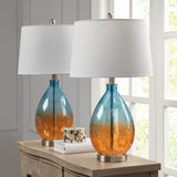 510 Design Cortina Casual Ombre Glass Table Lamp, Set of 2 5DS153-0031 Blue