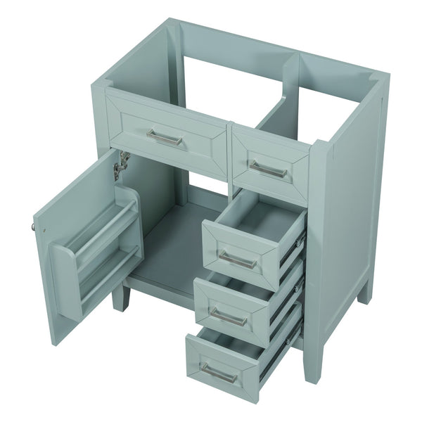 English Elm 30" Modern Bathroom Vanity Cabinet Base with 3 Drawers, Solid Frame MDF, Undermount Ready, 200lb Capacity Green WF321000AAF
