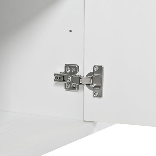 English Elm Buffet Modern White Sideboard Cabinet with Carved Doors, 4 Adjustable Shelves, 220lb Top Load W2696P279968