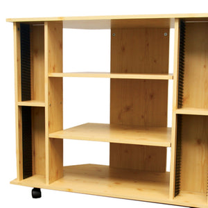 English Elm 35" Wooden TV Stand Natural Finish - 35" x 30" Compact Media Console, 85lb Capacity, Shelves for 3 Components & 52 CDs B072115895