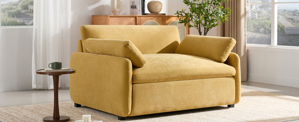 English Elm 50*43" Oversized Chenille Armchair Deep Lounge Seat Modern Minimalist Living Room Chair Yellow N723S5042Y