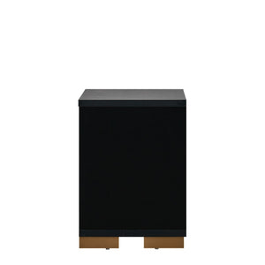 English Elm Steeler 2-drawer Nightstand Black Laminate Gold Accent Glam Bedside Cabinet B078P497916