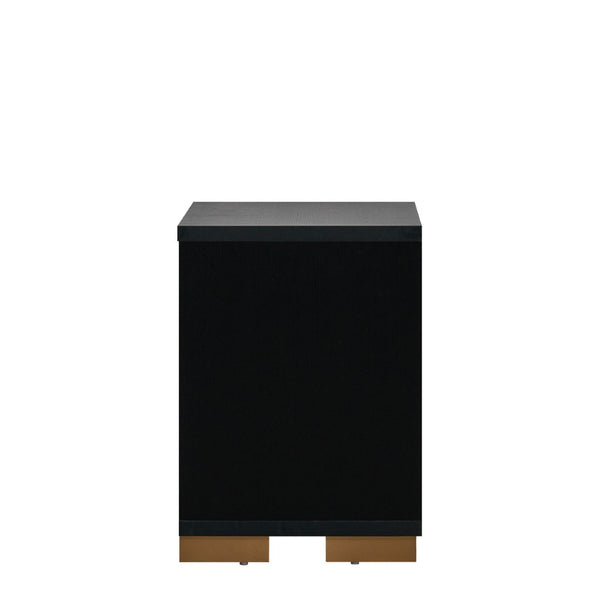 English Elm Steeler 2-drawer Nightstand Black Laminate Gold Accent Glam Bedside Cabinet B078P497916