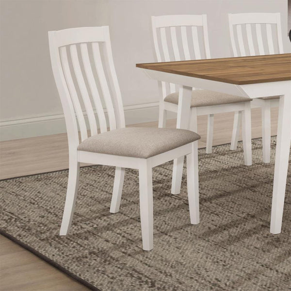 English Elm Set Of 2 Light Brown Upholstered Dining Chairs - Chic Off-White Frame For Modern & Farmhouse Decor B016P227369-GIGA