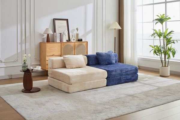 English Elm Compression Sofa Bed - Versatile Chenille Floor Sofa With Modular Design For Living Room & Dorms W3723P345646