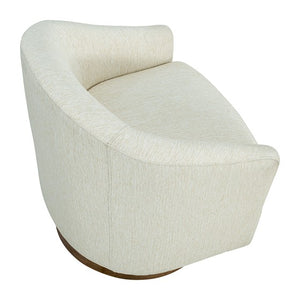 English Elm Upholstered Swivel Chair Camel Oak Base, Cream Polypropylene Fabric, 300 lb Capacity, Foam Seat Cushion B035P203225