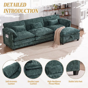 English Elm United Oversized 112" Sectional Sofa Cloud Couch - Modern Chenille L-Shaped With Storage Ottoman & Usb W1568S00191-GIGA