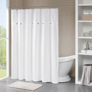 Madison Park Finley Casual Finley 100% Cotton Waffle Weave Textured Shower Curtain MP70-5636 White