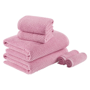 JLA Home Madison Park - 100% Cotton Zero-Twist 6-Piece Diagonal Ribbed Towel Set — 504 GSM Plush, Quick-Dry, Highly Absorbent Everyday Essentials MP73-8857
