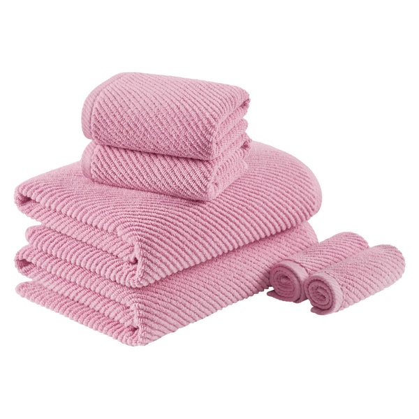 JLA Home Madison Park - 100% Cotton Zero-Twist 6-Piece Diagonal Ribbed Towel Set — 504 GSM Plush, Quick-Dry, Highly Absorbent Everyday Essentials MP73-8857