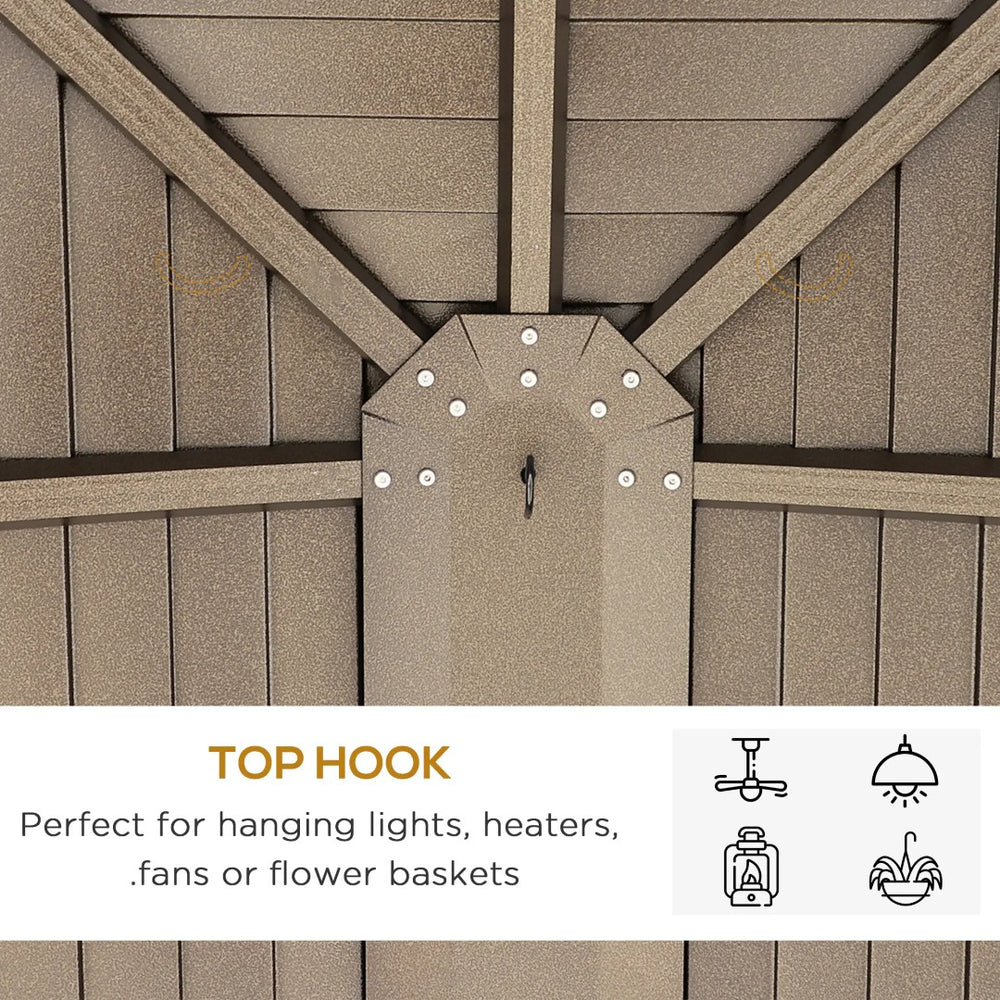 English Elm Garden Hardtop Gazebo Aluminum Frame Steel Dome Roof Outdoor Patio Shelter T3971S00016