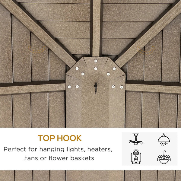 English Elm Garden Hardtop Gazebo Aluminum Frame Steel Dome Roof Outdoor Patio Shelter T3971S00016