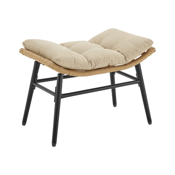 English Elm Benson 3-Piece Lounge Set Cream – Weatherproof PE Rattan, Tufted Cushions, Tempered Glass Table B365P397651