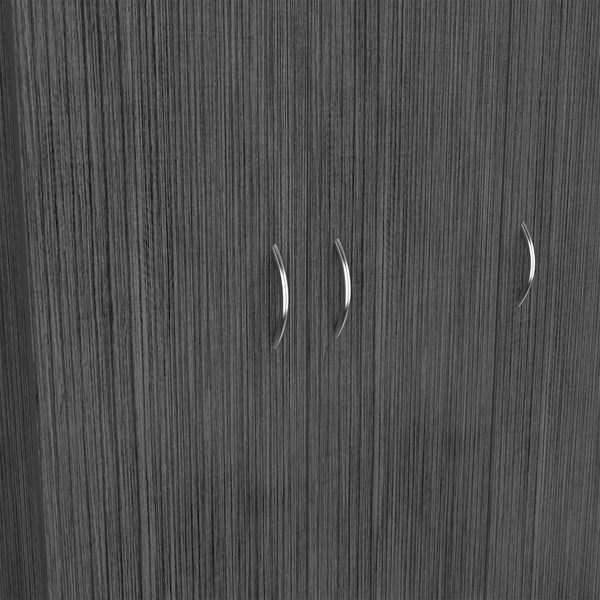 English Elm Austral 3 Door Armoire with Two Drawers, Five Shelves and Hanging Rod — Smokey Oak Finish for Organized Rooms and Bedrooms Smoke Grey 39 L x 22 W x 3 H B200S00360