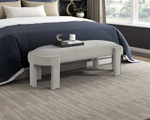 English Elm Stylish Upholstered Bench with Velvet Foam Cushion, Sturdy Plywood Frame, 300lb Capacity, Modern Entryway Seat taupe 51.5 L x 11 W x 21.5 H B011P361964