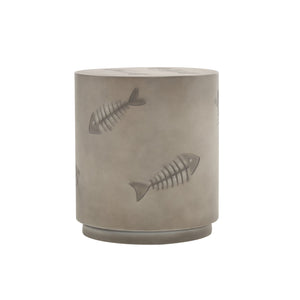English Elm Christopher Knight Home® - 16'' MGO SIDE TABLE Fish Pattern Grey - Weatherproof Magnesium Oxide, 16" Round x 18" Tall, No Assembly N772P195843G