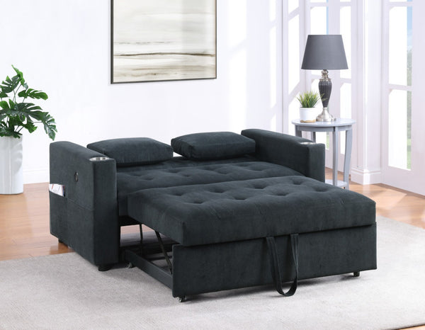 English Elm Laurelle Tufted Corduroy Sleeper Loveseat with Usb Charging and Storage Arms B2749P413230