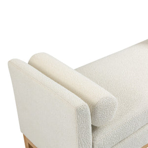 English Elm 54.3"w Boucle Upholstered Bench with Bolster Pillows Pocket Spring Cushion Wood Legs W3188P410646