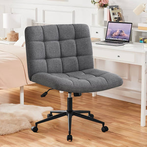 English Elm Homw Office Desk Chair With Wheels, Adjustable Armless Swivel Chair For Comfort & Style In Grey T3593P337967