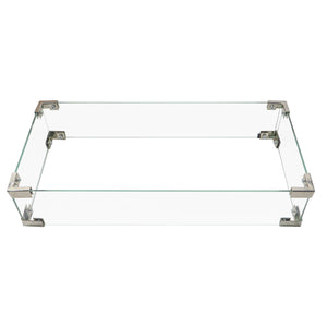 English Elm K&K 43" Propane Gas Fire Pit Table 60000 BTU Open Weave Wicker with Glass Wind Guard & Blue Stones orange-yellow N707P210158Z