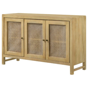 English Elm Ashton Solid Mango Wood Accent Cabinet with Woven Cane Doors and Brass Hardware B062P451992