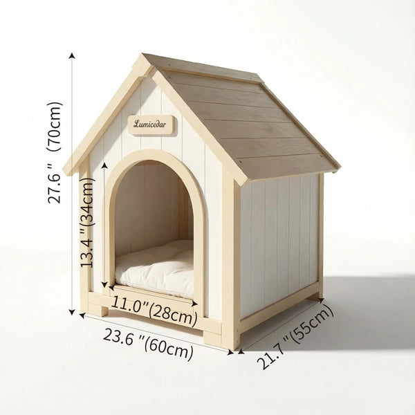 English Elm Modern Solid Cedar A-frame Pet House with Eva Cushion for Small Dogs and Cats W3799P381058