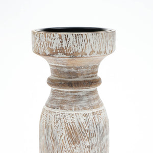 English Elm Decorative Wooden Centerpiece Candle Holder - Elegant White Stand For Timeless Charm & Ambiance B346P336844