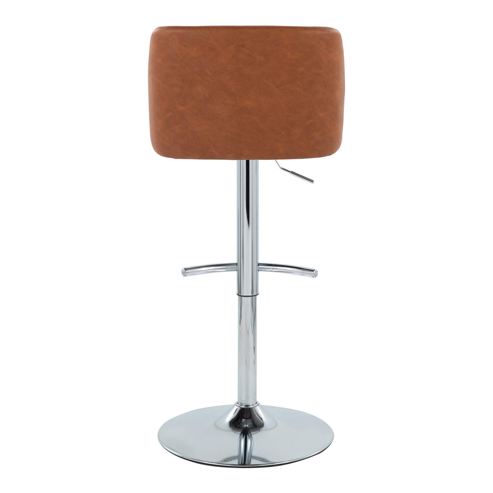 English Elm Toriano Camel Faux Leather Barstools Set of 2 – Adjustable Swivel Seats, Chrome T-Footrest, Modern Comfort B202S01048
