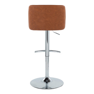English Elm Toriano Camel Faux Leather Barstools Set of 2 – Adjustable Swivel Seats, Chrome T-Footrest, Modern Comfort B202S01048
