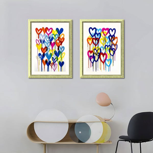 English Elm Set Of 2 Vibrant Heart Graffiti Wall Art Prints – Modern Framed Decor For Kids & Living Spaces 18X24 T3976P383168-GIGA