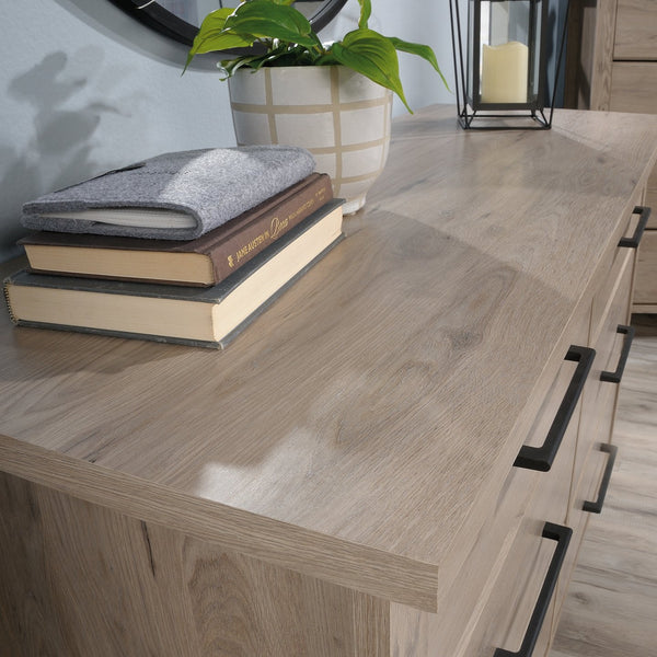 English Elm Dresser, Stylish Brown Finish With Ample Storage, Smooth Glides & Compact Design For Any Room B356P402691