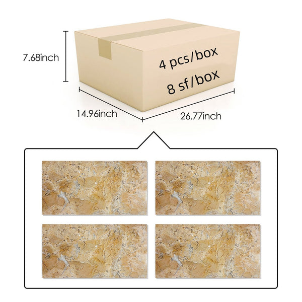 English Elm 12*24 Polished Gold Beige Yellow Marble Tiles - Elegant Natural Stone For Floors & Walls, 4 Pcs W1696104351