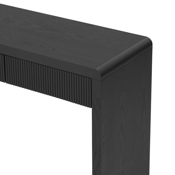 English Elm TREXM Rustic Console Table with Fluted Drawers, Solid Wood Veneer Entryway Table, 60.6"L x 18.9"W Black N715P290573B