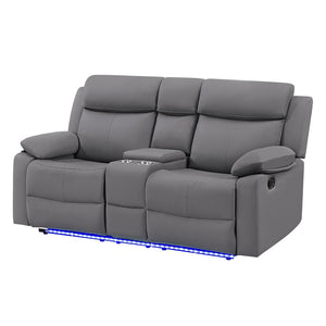 English Elm Blanche Reclining Loveseat with Led Backrest Lighting Console and Pillow Top Arms B201P412052