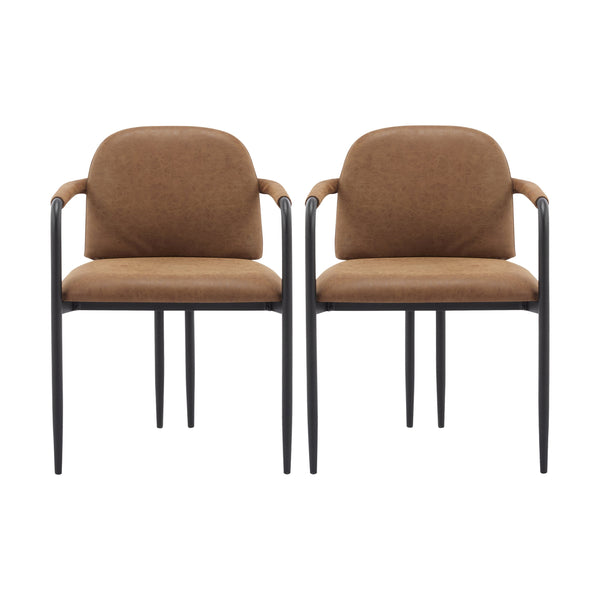 English Elm Christopher Knight Home® - Dinning modern iron-frame dining chair set of 2 with durable fabric seats, compact, stylish and sturdy Black,Brown N771P247180W