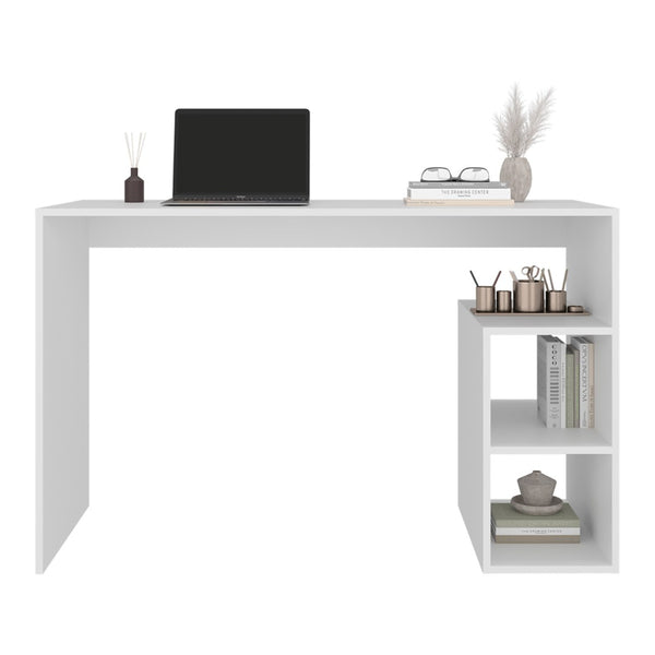 English Elm Benson Writing Desk with Three Open Shelves Wengue Finish Home Office Storage White B097P474291