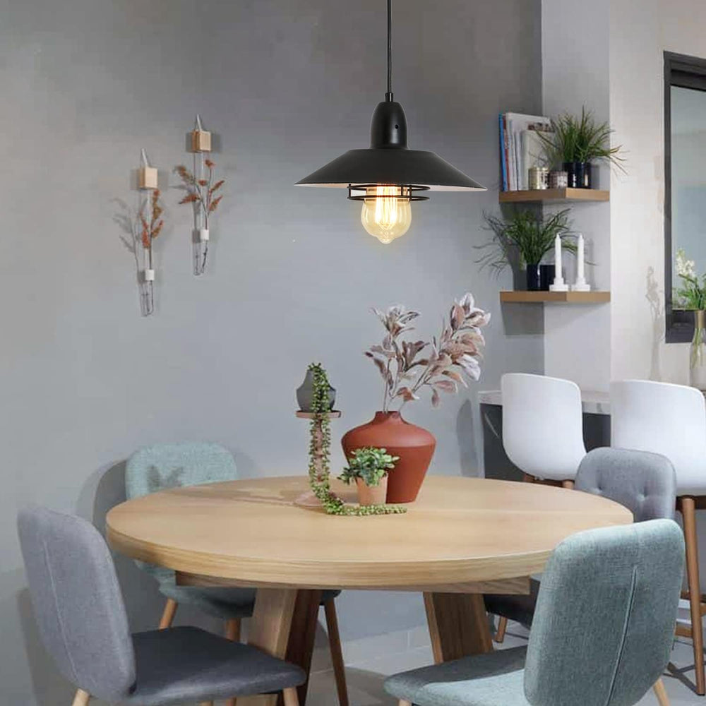 English Elm Farmhouse Black Pendant Light Adjustable Dimmable Metal Edison Fixture for Kitchen Island Dining Room T3177P284004