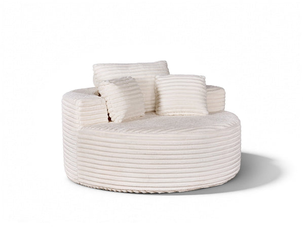 English Elm Round Modular Chenille Chaise Lounge Deep Seat Circular Sofa for Bedroom Living Room White W5527P461609