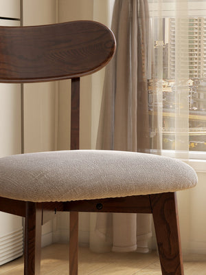 English Elm (Set of 2) Solid Oak Dining Chairs FAS Grade Wood Upholstered Comfort Curve Back Easy Clean Durable Finish Natural Wood+Brown W1283P263675