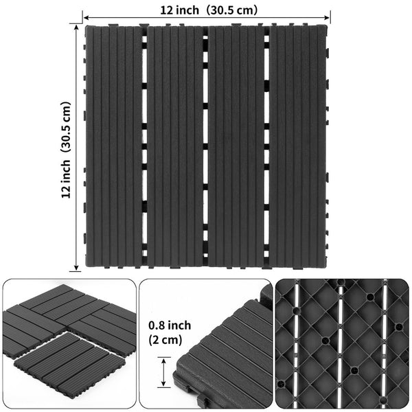English Elm Plastic Interlocking Patio Tiles Waterproof Pp Grid Deck for Pool and Balcony 44 Pack W3022P251838