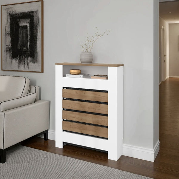 English Elm Natural Oak Two-tone Radiator Cover with Concealed Storage for Modern Interiors B062P357533