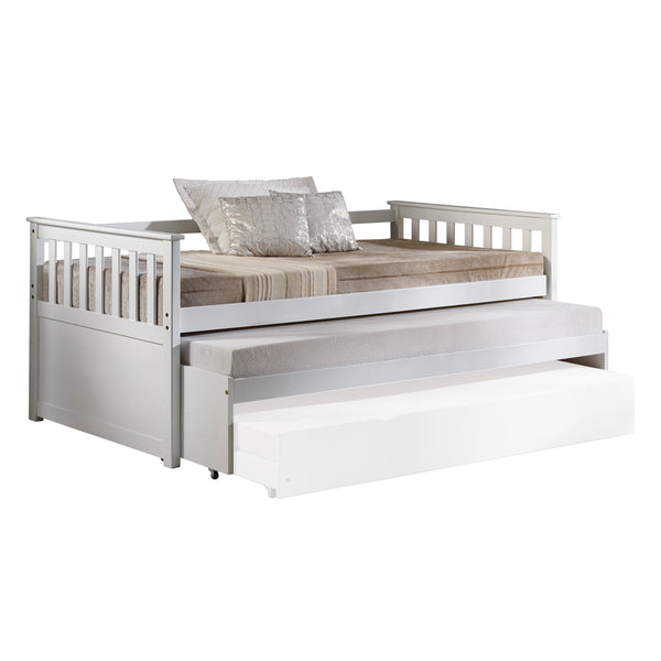 English Elm Cominia Versatile White Daybed with Roll-Out Twin Trundle, Mission Slat Design, 660lb Capacity B2726S00311