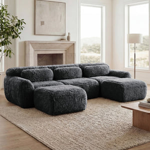 English Elm U-shaped Modular Sectional Sofa Plush Cloud Foam Boneless Build for Home Theater Lounging Dark Grey W714S01551