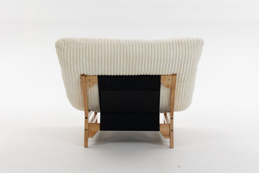 English Elm Bean bean bag chair with plush corduroy cover, ergonomic lumbar support, cloudlike sponge fill comfort Off White W2530P365621