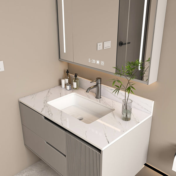 English Elm 37 Inch Marble Vanity Top - Elegant Bianco Carrara With Undermount Sink & 4" Backsplash For Style W2700P194074