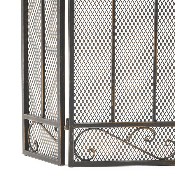 English Elm Christopher Knight Home® - FIRE Decorative Iron Fireplace Screen with Durable Mesh Shield and Classic Curved Frame for Safety and Style Black+Gold 65184.00