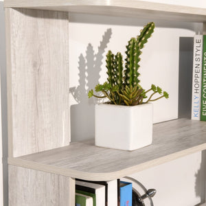 English Elm 90cm L-shaped Corner Bookcase Five Tier Mdf Open Shelving Unit for Home Office W2899P444152