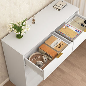 English Elm 8 Drawer Tall Chest Slim Particleboard Build Smooth Gliding Storage for Bedroom Closet White W409S00028
