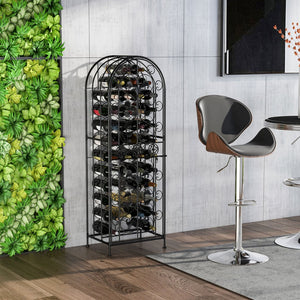 English Elm Homcom 45 Bottle Iron Wine Rack Cellar Cage Lockable Door Old World Bronze Finish W2225P217380