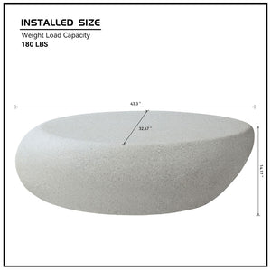 English Elm 2-pc Fiberglass Organic Rock Coffee Table Set Sculpted Matte Elliptical Living Room W2582S00206